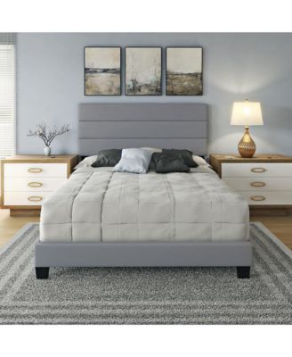 Piedmont Leatherette Upholstered Platform Bed Frame with Adjustable Headboard - No Box Spring Required