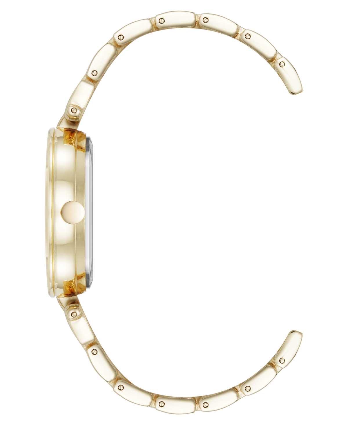 NINE WEST WOMEN'S QUARTZ GOLD-TONE METAL ALLOY BLACK FLORAL DIAL WATCH, 36MM 