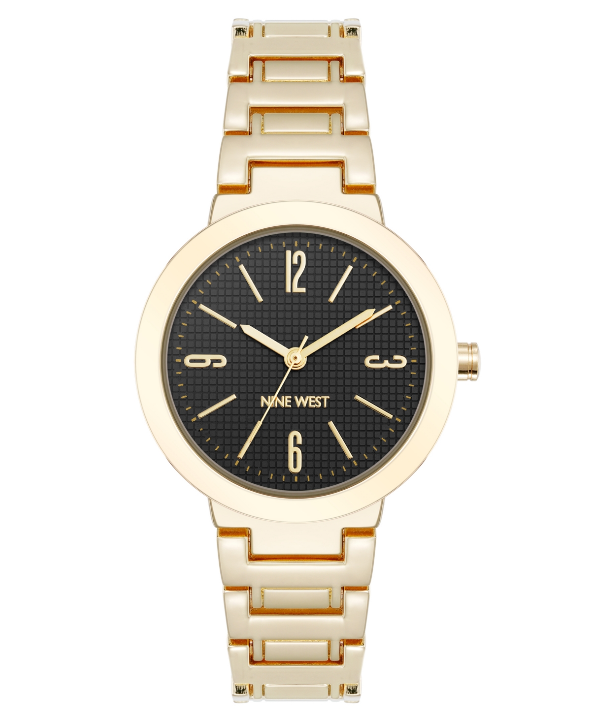 Women's Quartz Everyday Round Black and Gold-Tone Metal Alloy Watch, 33mm - Black, Gold-Tone