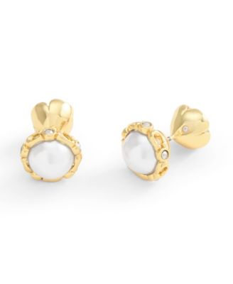 Faux Stone Signature Floral Cultivated Pearl Orb Jacket Earrings