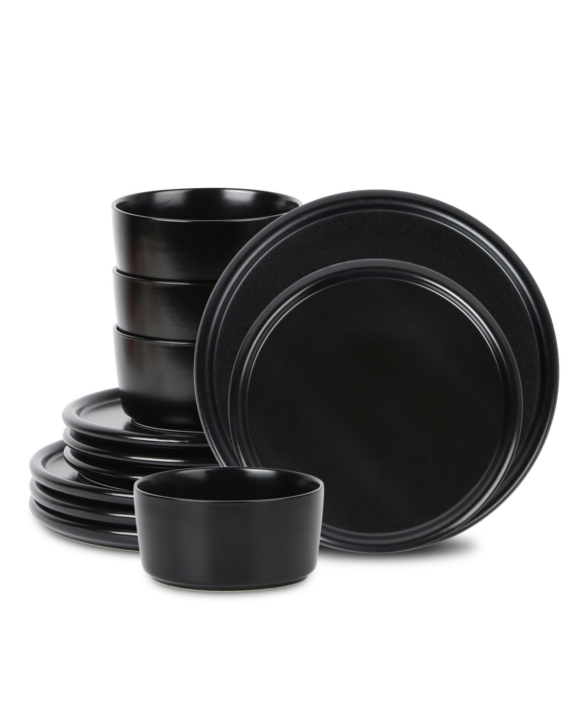 Eden 12 Pc. Dinnerware Set, Service for 4 - Charcoal Gray