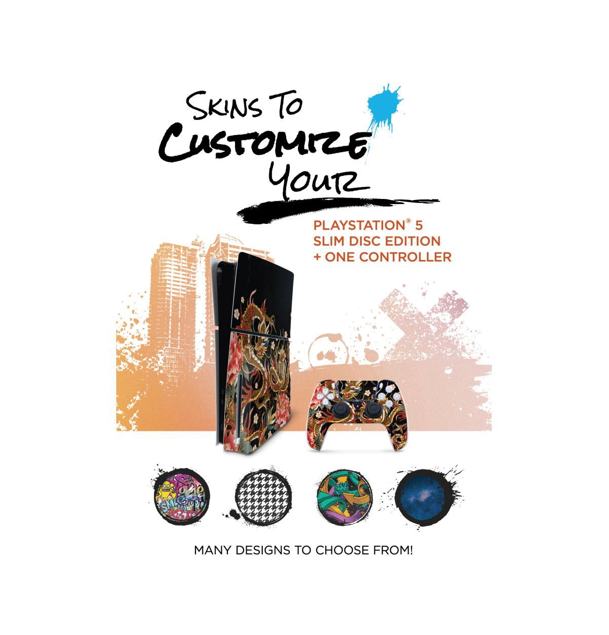 Sony Playstation 5 Slim Disc Bundle with Horizon Forbidden West, Extra Controller, Fps Grip Kit, Dual Charge Dock and MightySkins Decal Voucher