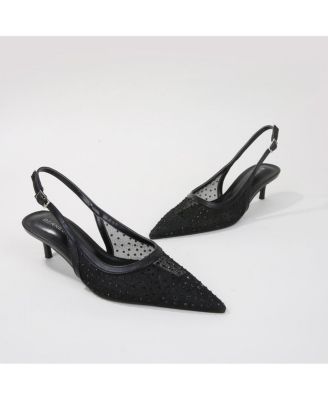 Frida Rhinestone Studded Mesh Slingback
