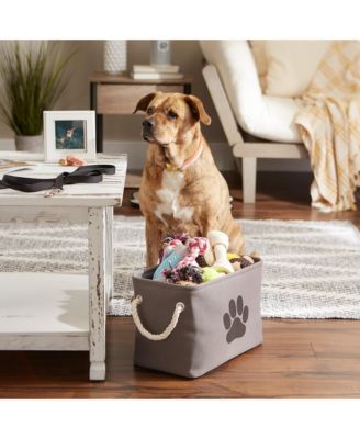 Collapsible Pet Storage Bin with Rope Handles Solid Paw Print