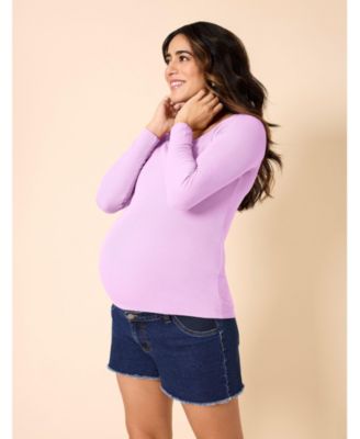 Maternity Square Neck Rib Knit Long Sleeve Tee - Motherhood