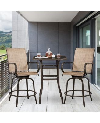 2pcs Quick-dry Patio Swivel Texteline Bistro Chairs