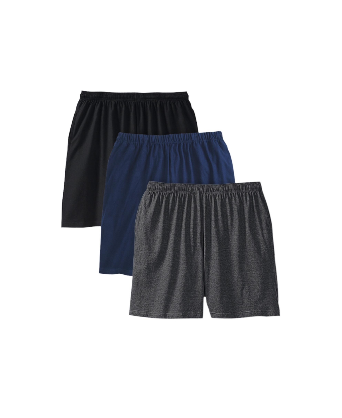 Big & Tall Lightweight Jersey Shorts 3-Pack - Black