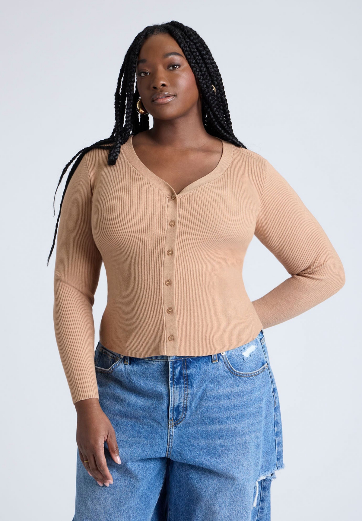 Plus Size Elements Fitted Cardigan - Seaborne