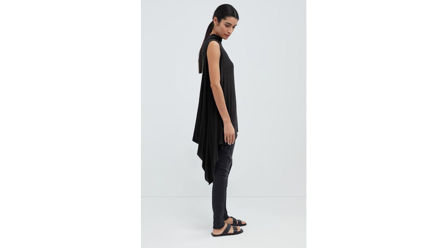 Женский топ Marcella Ines Sleeveless High-Neck Sheer Jersey Draped-Back Tunic, цвет: Чёрный — фото 5