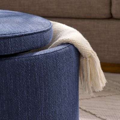 Streamdale Multi-Functional Ottoman with Drum Stool and Storage in Dark Blue