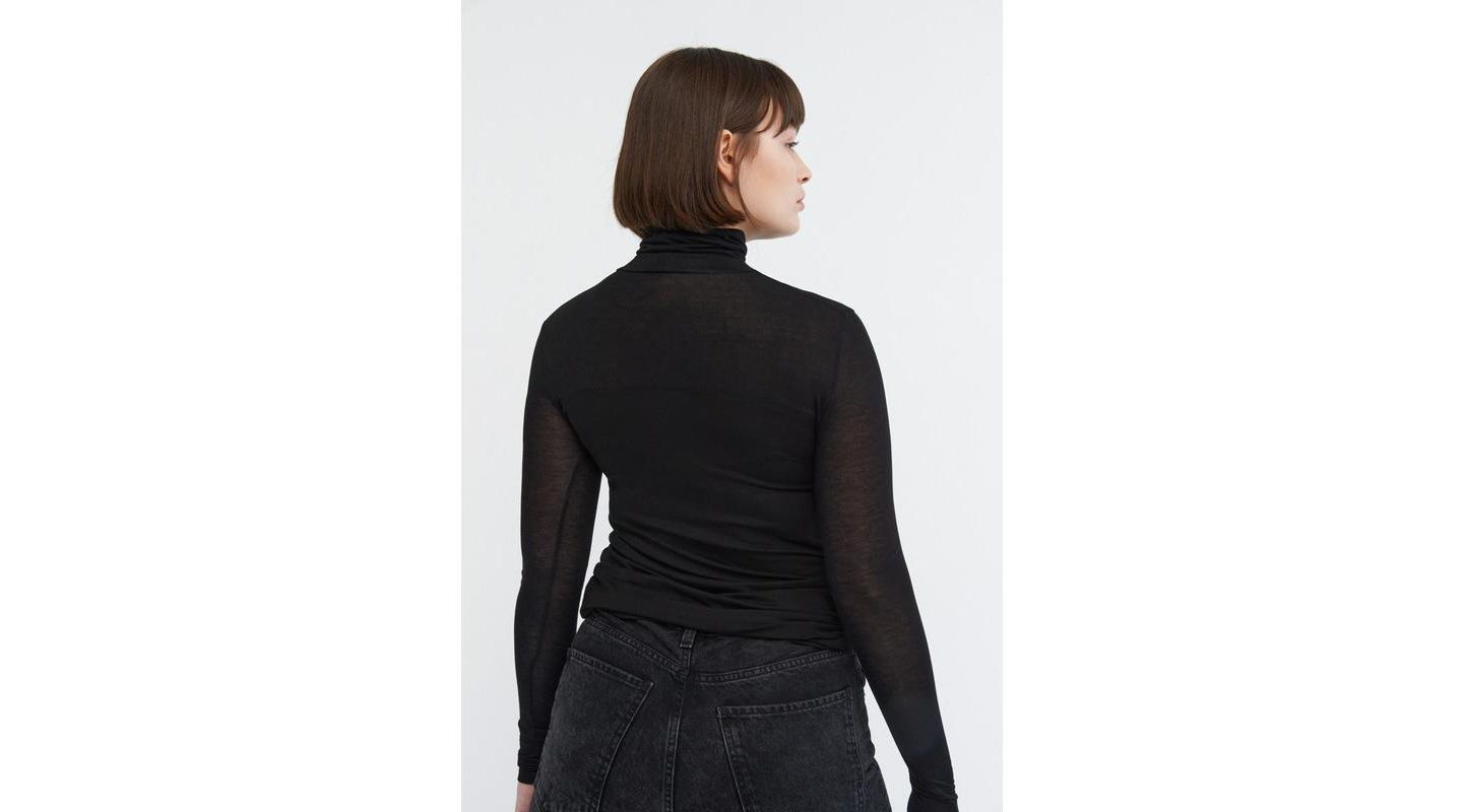Женский топ Marcella Cara Fitted Turtleneck with Sheer Jersey Sleeves, цвет: Чёрный — фото 2