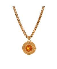 Round Topaz Glass Pendant Necklace
