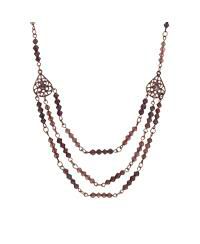 Lantern Bead Triple Drop Necklace
