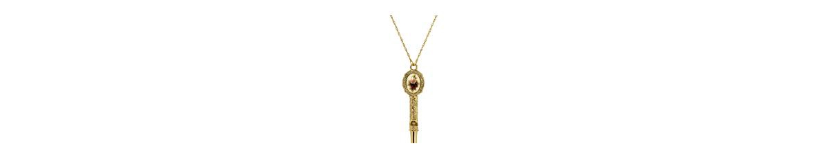 2028 Gold Tone Pink Flower Decal Whistle Necklace In Pink