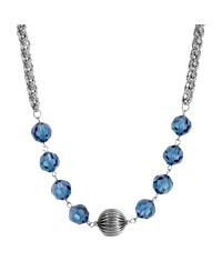 Silver Tone Blue Glass Bead Necklace