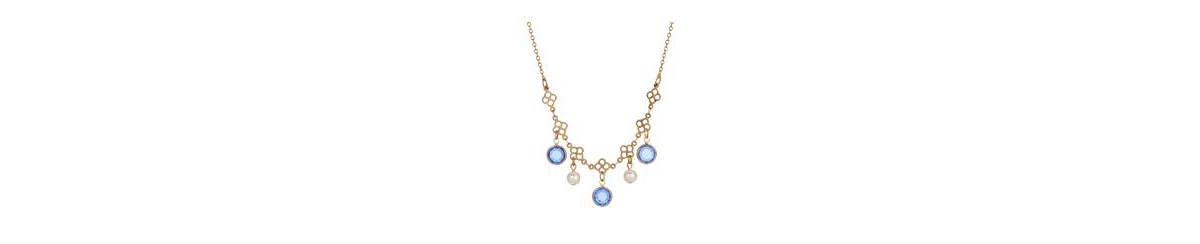 2028 Gold Tone Crystal Faux Cultivated Pearl Bib Necklace In Blue