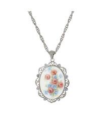 Oval Floral Pendant Necklace