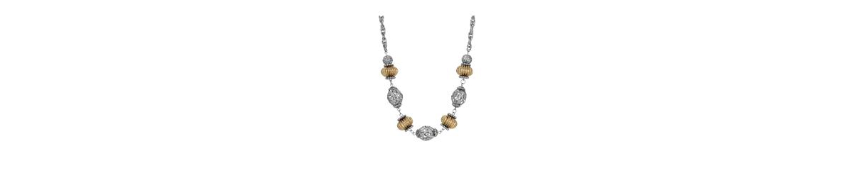 2028 Two-tone Filigree Bead Collar Necklace In Gray