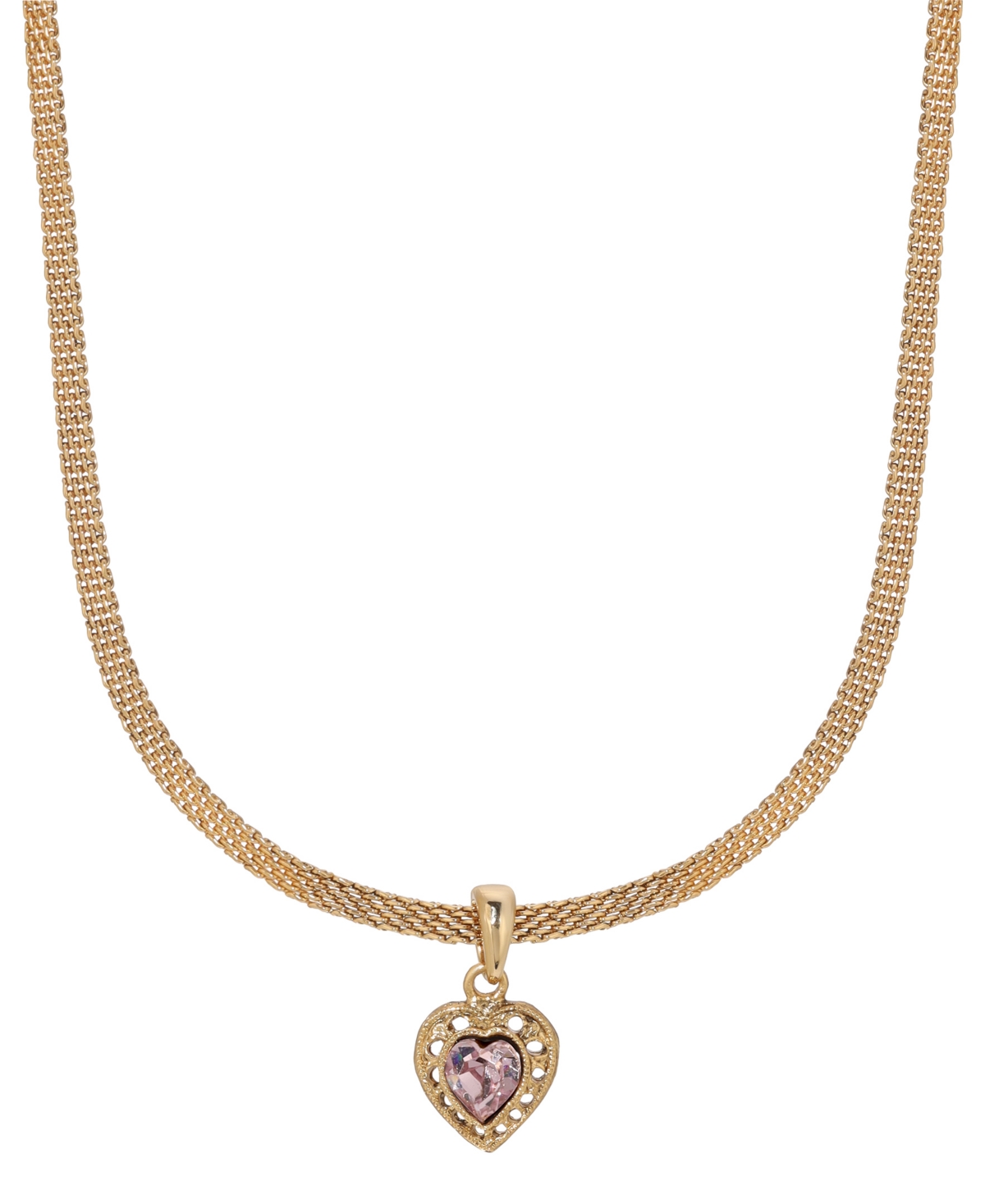 Shop 2028 Heart Crystal Mesh Chain Necklace In Purple