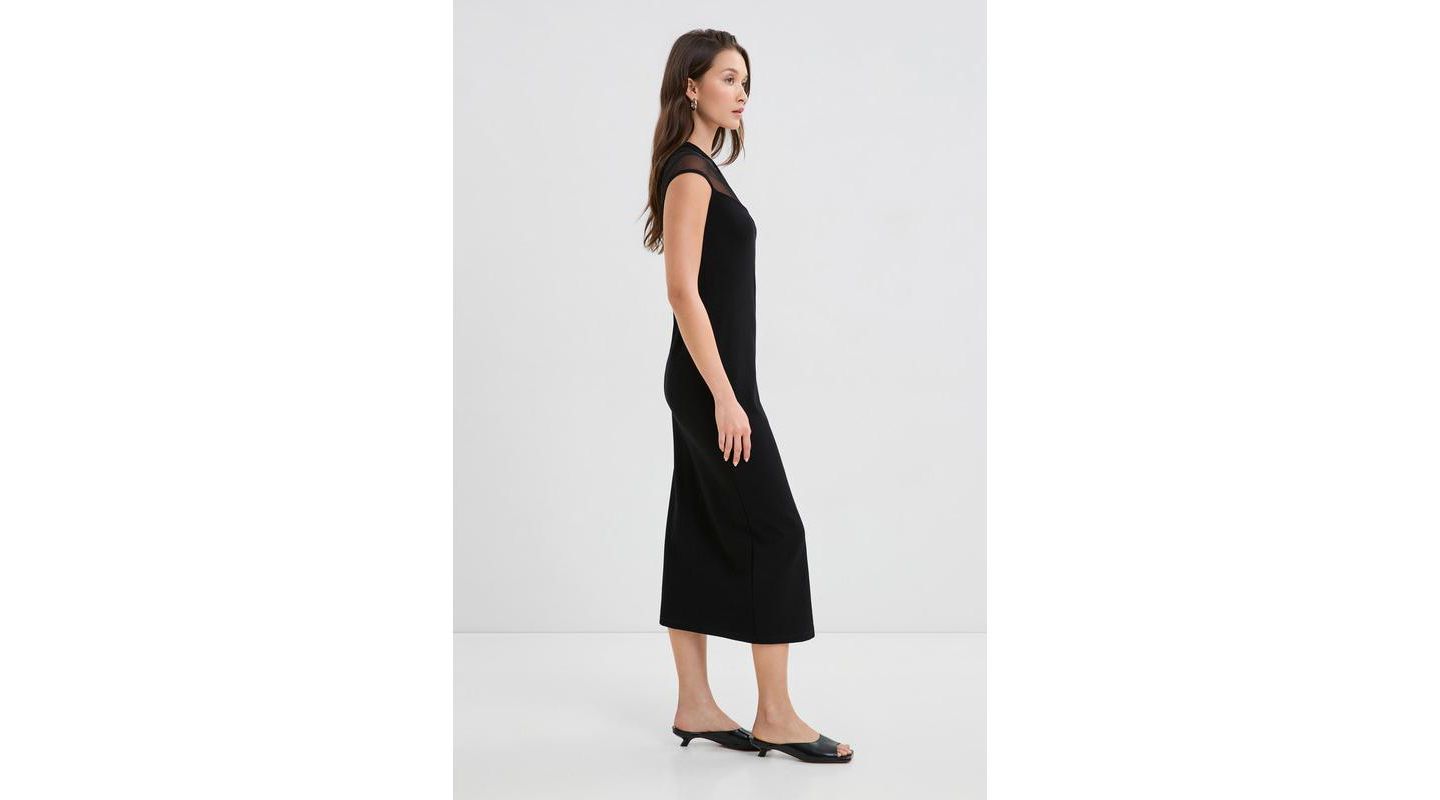 Женское платье Marcella Kiran Fitted One-Shoulder Mesh Asymmetric Midi, цвет: Чёрный — фото 2