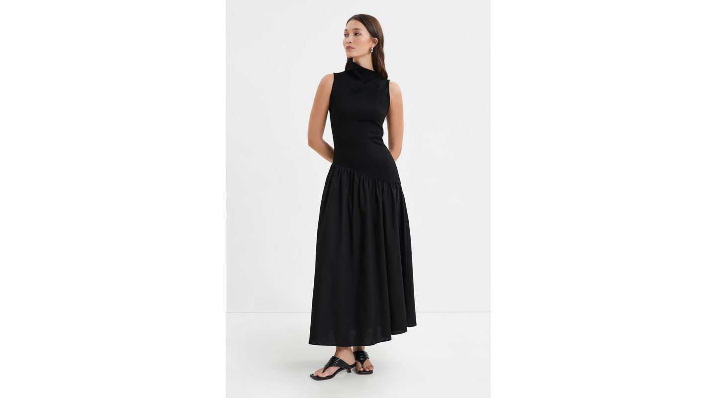 Женское платье Marcella Hutton Fitted Bodice Cotton A-Line Maxi with Side Pocket, цвет: Чёрный — фото 2