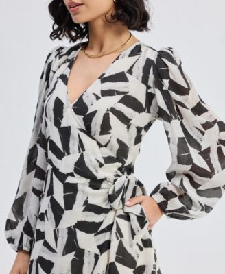 Women's Midi Wrap Dress in Abstract Mosaic