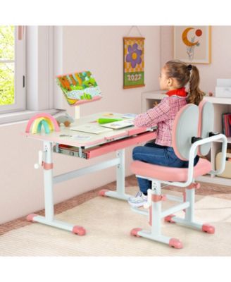 Height-Adjustable Kid's Study Desk and Chair Set