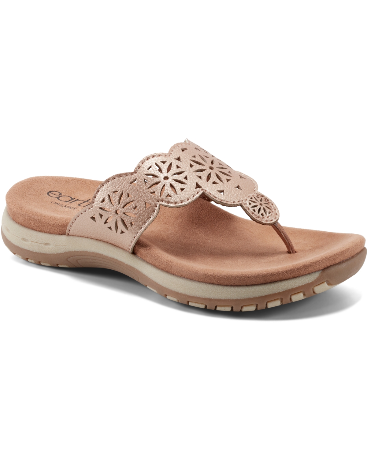 Earth Women's Sadie T-strap Flat Sandals In Rose Gold