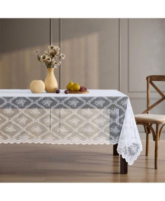 Lace Fabric 60 x 84 in Tablecloth – Isabella Floral Wrinkle-Resistant for Rectangle Tables
