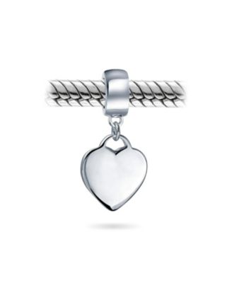 Initial Alphabet Bead Charm Heart Tag Dangle Sterling Silver for European Bracelet