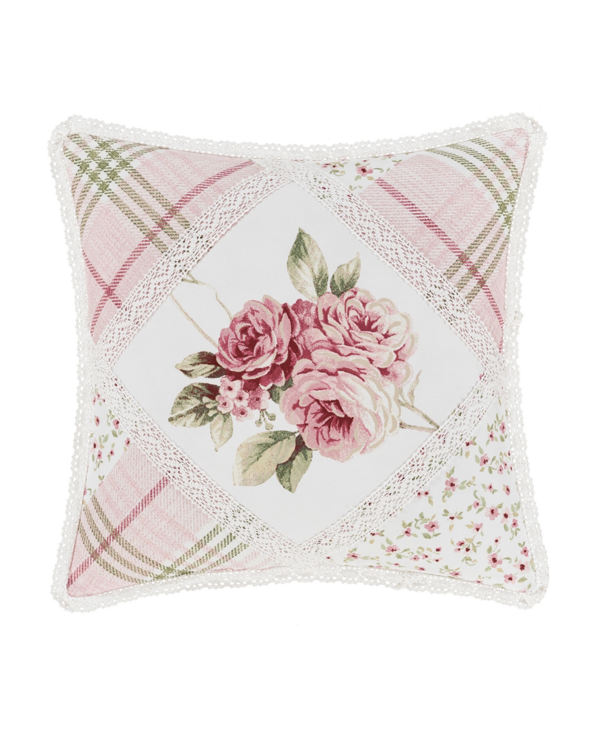 Shop Royal Court Bungalow Patchwork Floral Decorative Pillow, 16" X 16" In Rose