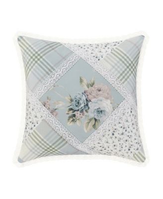 Bungalow Patchwork Floral Decorative Pillow, 16" x 16"