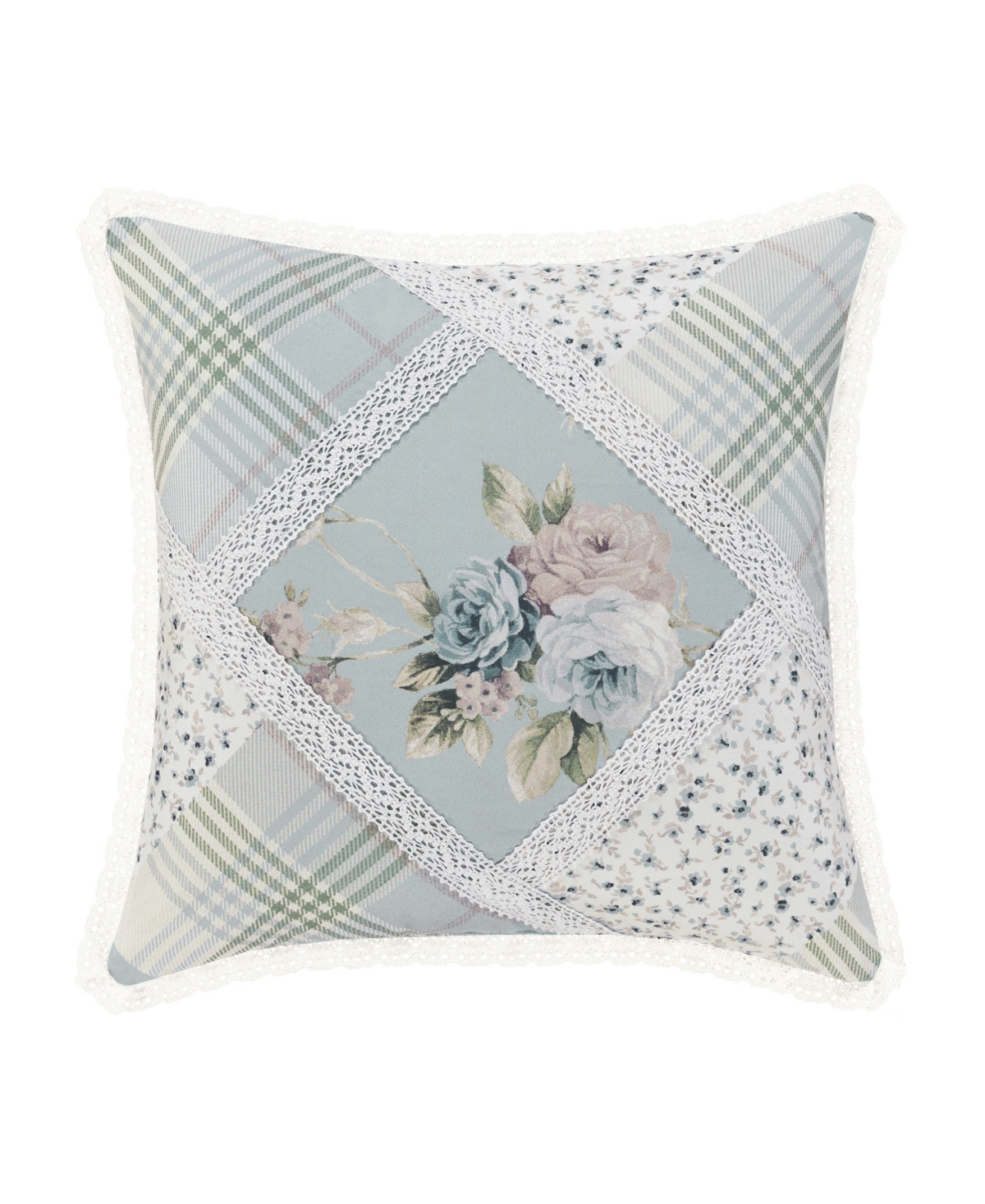 Royal Court Bungalow Patchwork Floral Decorative Pillow, 16" X 16" In Spa