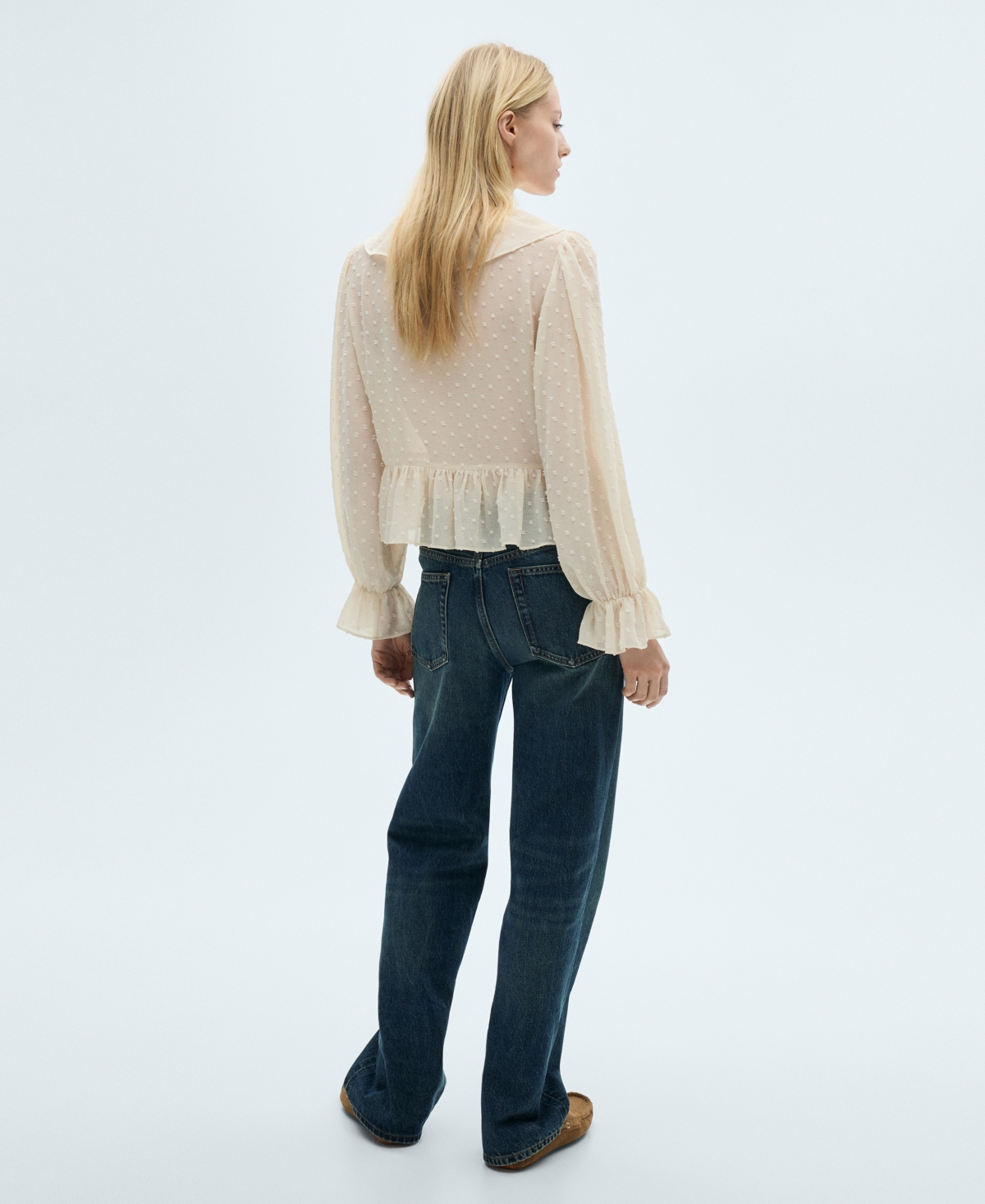 Mango Ruffled Blouse Ecru In Ecru