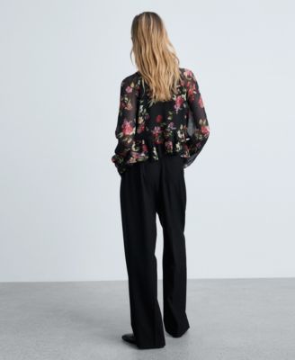 Women's Floral Ruffled Blouse Top