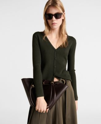 MANGO - Women's V-Neck Knitted Cardigan