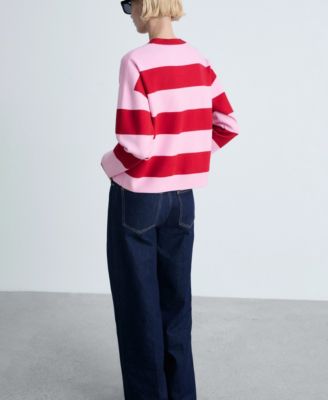 Women's Round-Neck Striped Sweater