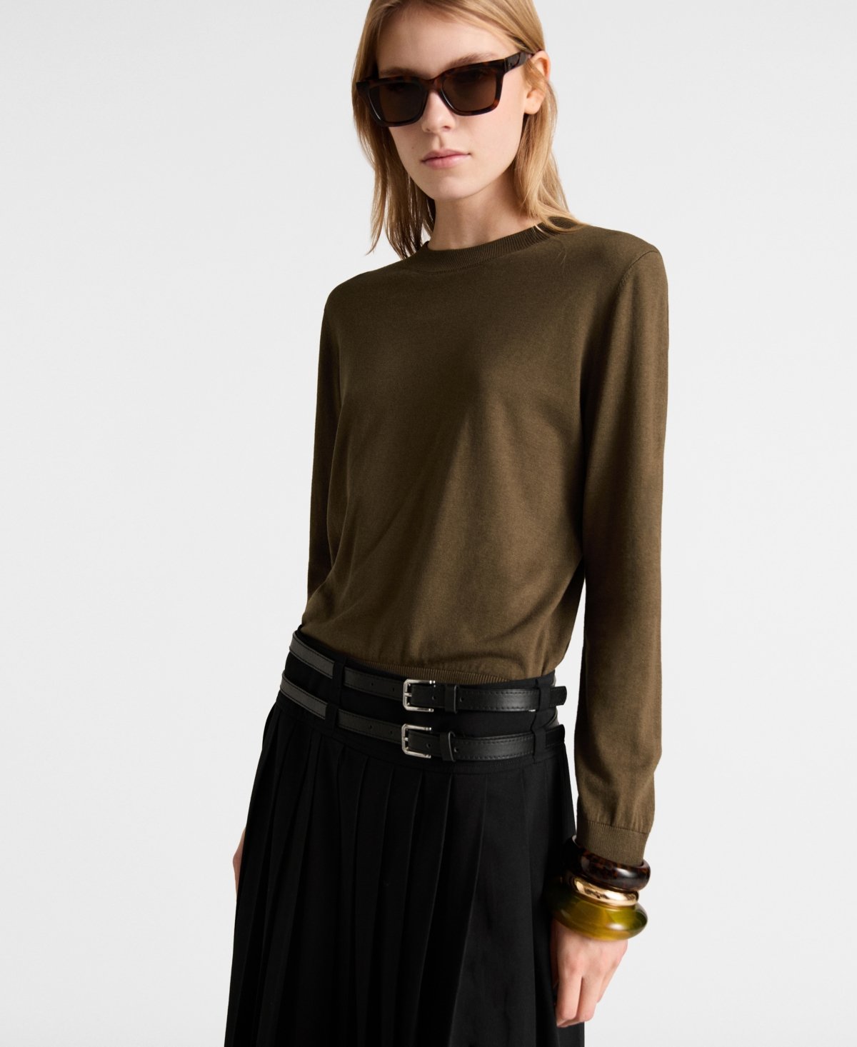 Shop Mango Women's Silk Blend Knitted Sweater In Khaki