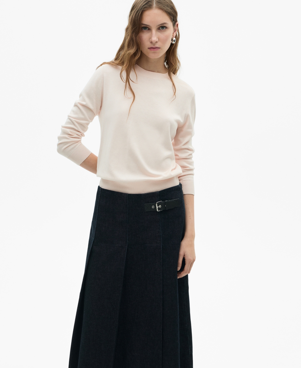 Mango Women's Silk Blend Knitted Sweater In Pale Pink