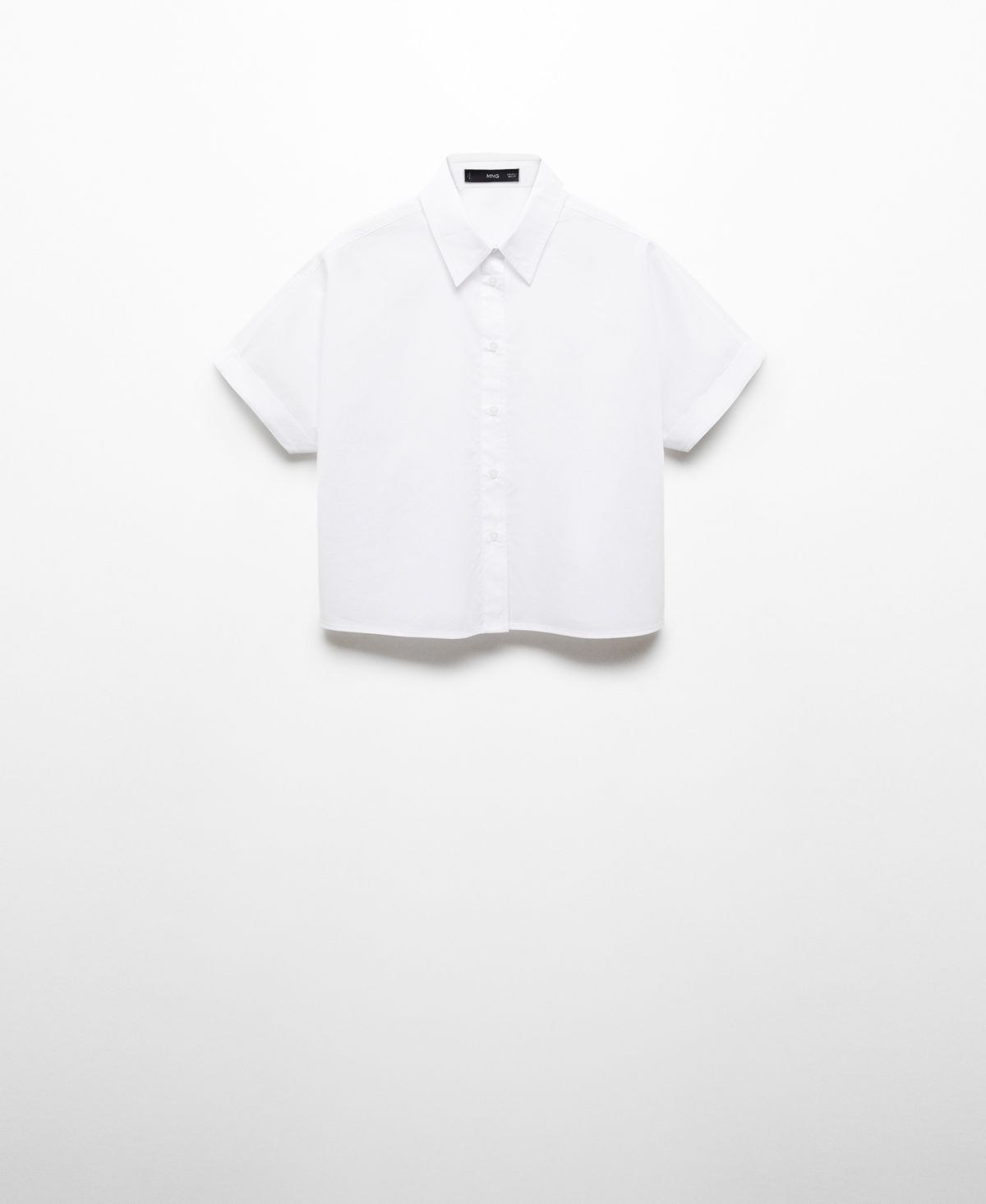 Shop Mango Women's Cotton Crop Shirt In Off White