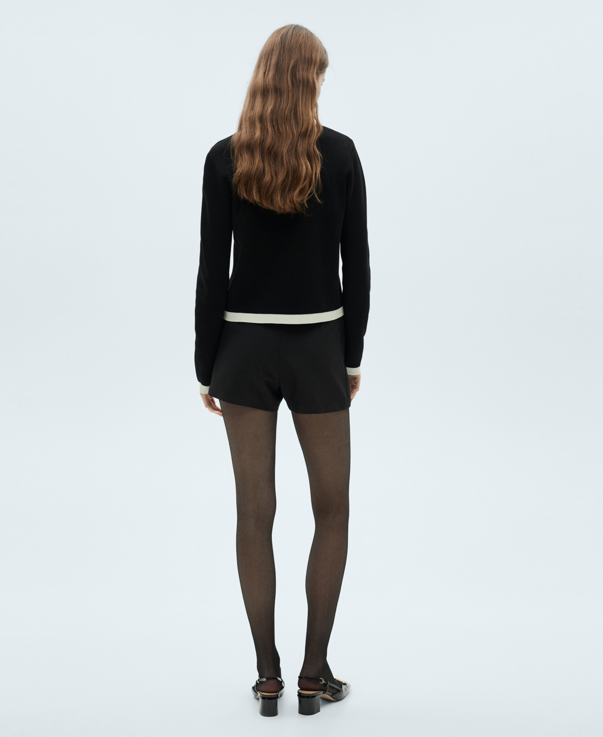 Mango Knitted Buttoned Jacket Black In Black