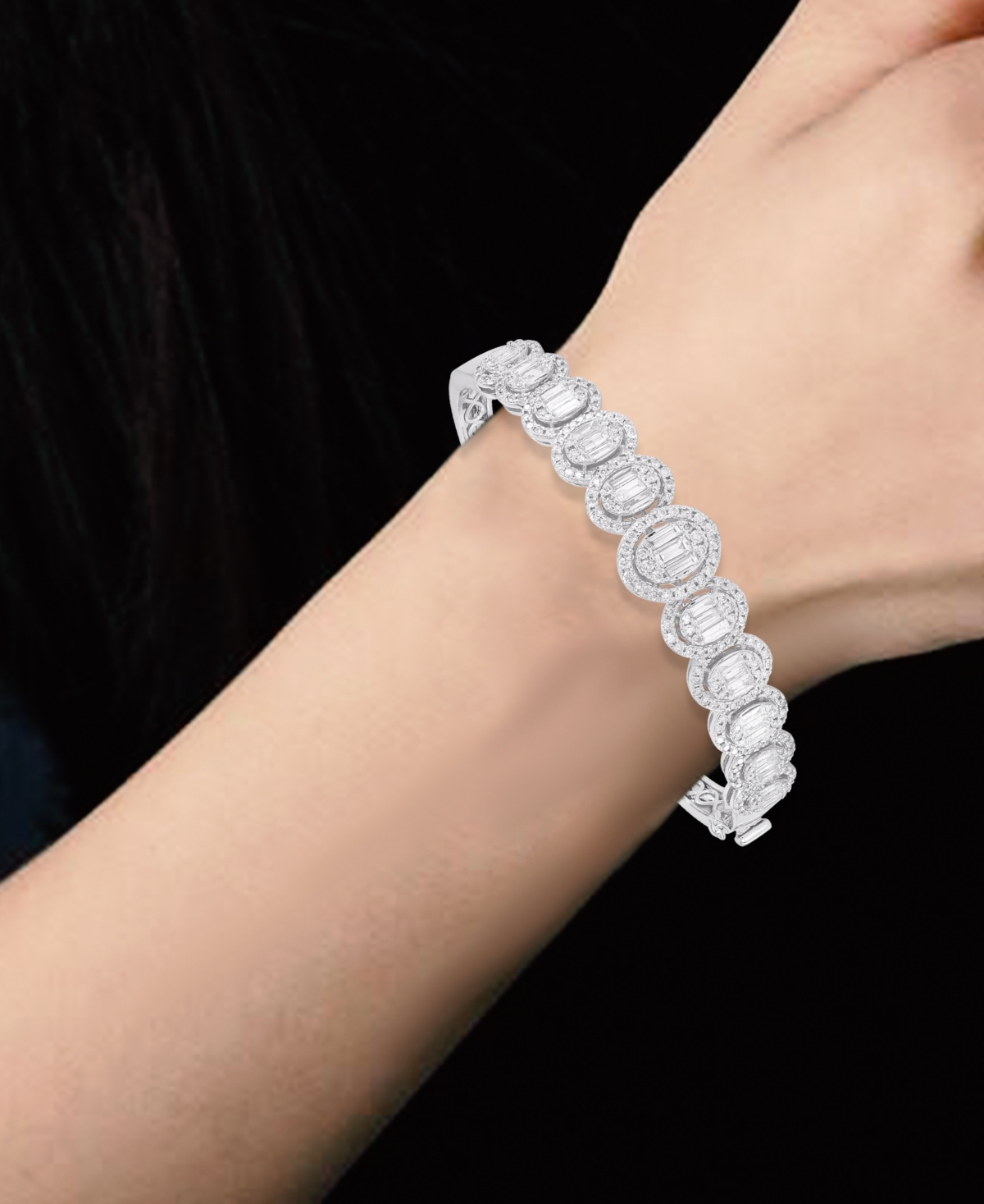 Macy's Diamond Cluster Bangle Bracelet (2-1/2 Ct. T.w.) In 14k White Gold