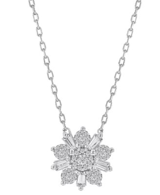 Macy's - Diamond Flower 18" Pendant Necklace (1/2 ct. t.w.) in 14k White Gold