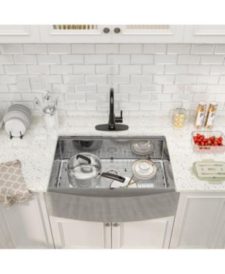 33" L x 22" W Farmhouse Stainless Steel Kitchen Sink with Faucet Included