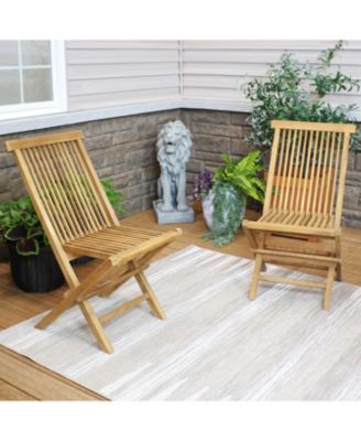 Outdoor Solid Teak Wood with Stained Finish Hyannis Folding Dining Chairs - Light Brown