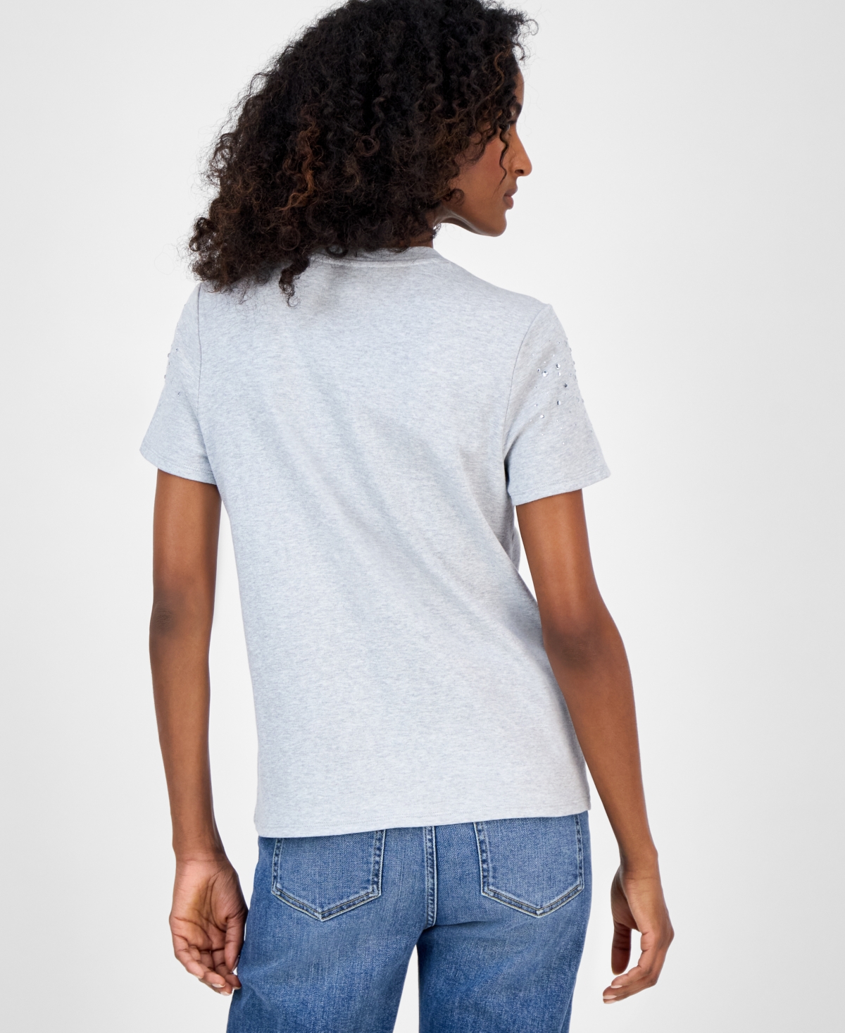 Inc International Concepts Women's Cotton Embellished T-shirt, Exclusively At Macy's In White