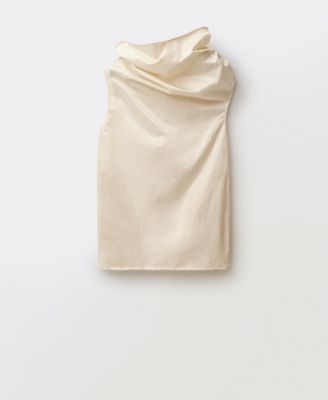 Women's Draped Collar Cotton Dress