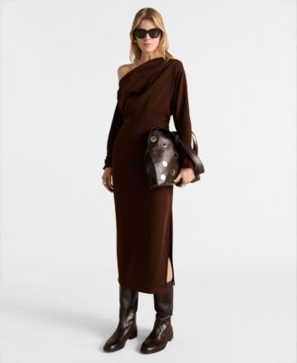 MANGO - Women's Gathered Details Asymmetrical Dress