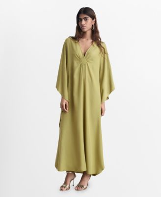 MANGO - Women's Flared-Sleeve Satin Dress