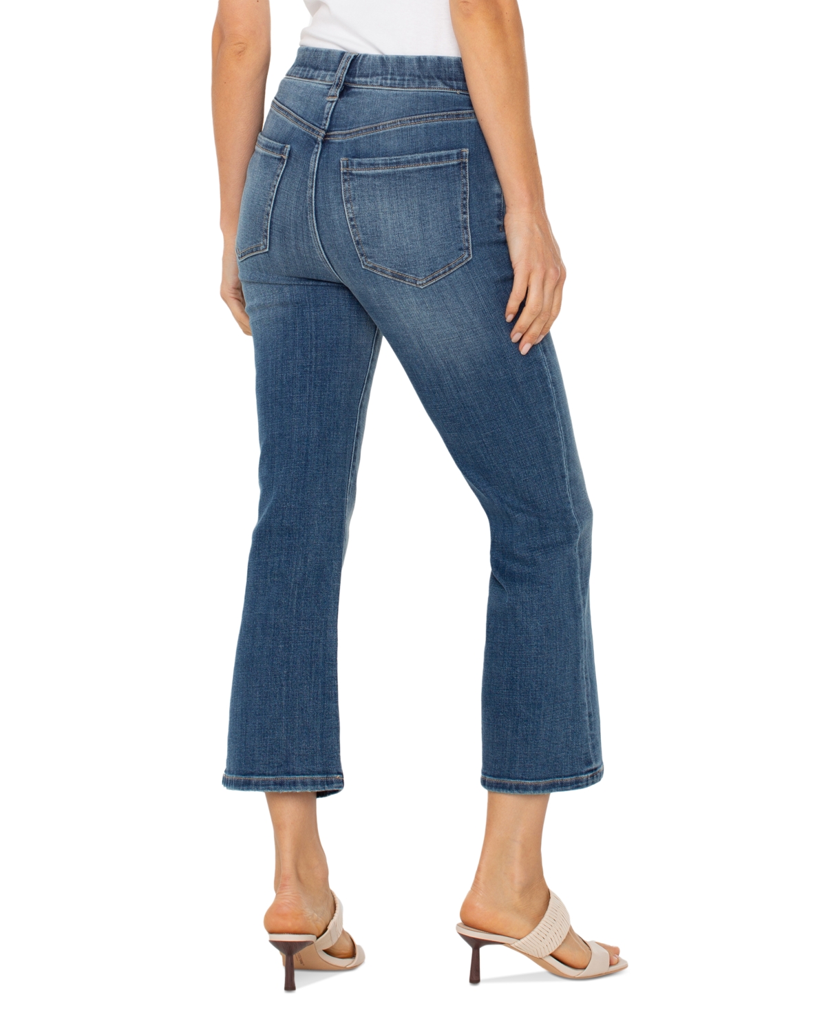 Shop Liverpool Los Angeles Petite Gia Crop Flare Button Fly Jeans In Neola